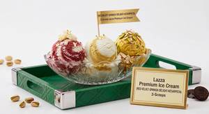 Red Velvet-Spanish Delight-Kesar Pista) 3-Scoop Lazza Premium Ice Cream