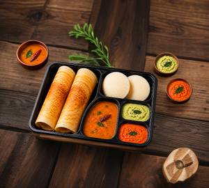Mini Tiffin Box [ 2 Dosa + 2 Idily + Sambar + Chutneys]