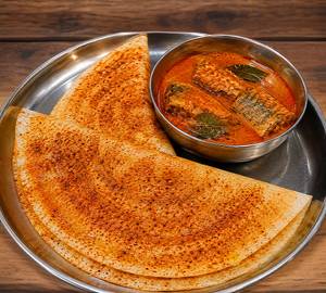 2 Pieces Podi Dosai With Fish Curry
