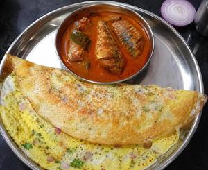 2 Pieces Egg Dosai With Fish Curry