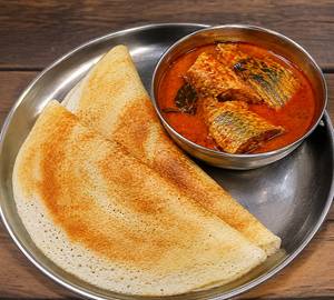 2 Pieces Plain Dosa With Fish Curry