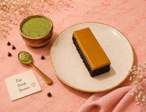 Salted Caramel Brownie With Pistachio Kunafa Dunk