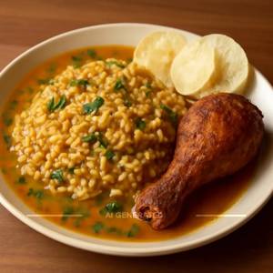 Rasam Rice With Chicken Fry