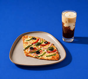 Iced Coffee (r) + Thin Crust Farm House Pizza By Slice