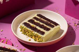 Chocolate Pistachio Cake - Slice