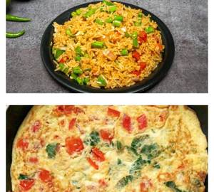 Egg fried rice with omelette