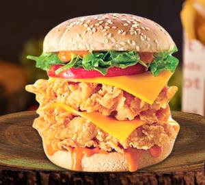 Chicken mega zinger double cheese burger