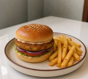 Aloo Tikki Burger - Veg (Served With Fries)