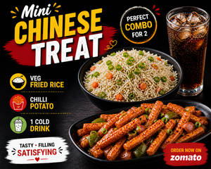 Mini Chinese Treat(veg Fried Rice, Chilli Potato, 1 Cold Drink)