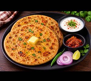 2 Aloo paratha 250g with curd(100g)+Achar