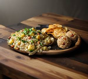 Upwas Thali ( Sabudana Khichadi+wafers+rajgira Ladoo)