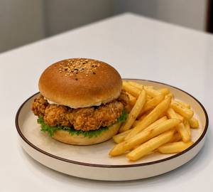 Buttermilk Fried Chicken Burger (Served With Fries)