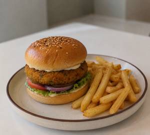 Classic Veg Burger - Veg (Served With Fries)