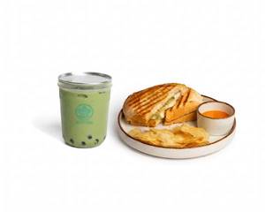 Matcha & Pesto Mozzarella Sandwich