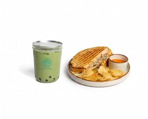 Vanilla Matcha & Creamy Mushroom Sandwich