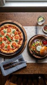 Tomato Pizza + Veg Burger