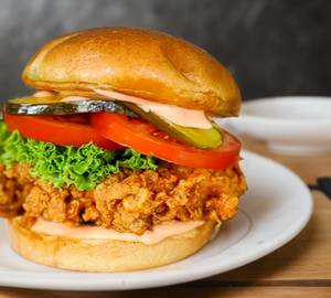 Cheesy Fried Chicken Burger