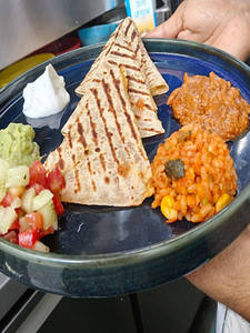Grilled Veggies And 3 Cheese Quesadillas