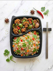 Veg Fried Rice +mushroom Chilly Semi Gravy