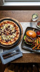 Onion Pizza + Veg Burger