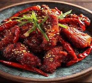 Schezwan Chicken Wings (5 Pcs )