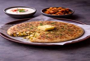 Paneer Paratha with curd & pickle