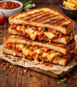 Schezwan Vegetable Cheese Grill Sandwich