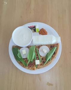 Onion Palak Paneer Paratha + Butter Milk