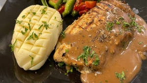 Grilled Chicken Steak With Pepper Sauce