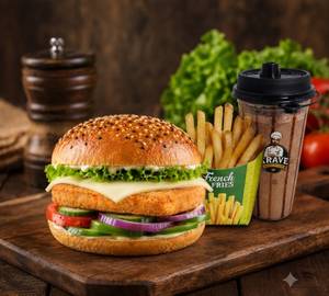 Crispy Spicy Paneer Cheese Burger Combo
