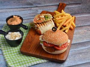 Peri Peri Loaded Fries+Crunchy Paneer Wrap+American Gabru Burger
