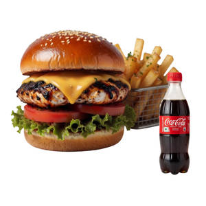 Grilled Chicken Protein Burger ( Burger + Crispy Fries + Coke )