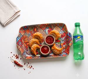 Combo Steamed Chicken Peri Peri Momos 5-Pieces & Sprite 250Ml
