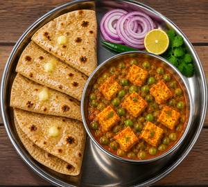 Matter Paneer With 4 Butter Roti