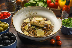 Grilled Fish With Mushroom Rissoto