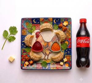 Combo Steamed [Chicken & Cheese] Momos [5 Pieces], Coca Cola [400 Ml]