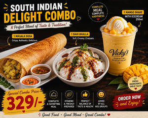 1 MASALA Dosa+ 1 DAHI BHALLA + 1 MANGO MIXI MINNI (o)
