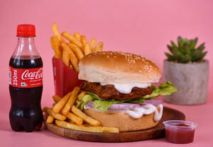 Spicy Chicken Burger Meal(burger+coca COLA +fries)