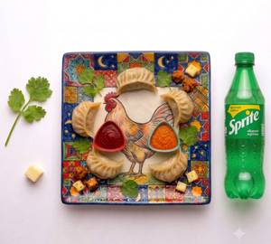 Combo Steamed [Chicken & Cheese] Momos [5 Pieces] With Sprite [250 Ml]