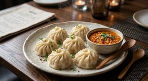 Chicken Steamed Momos ( 6 Pcs ) (With Soup)