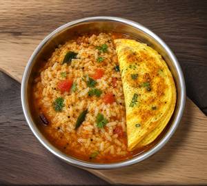 Rasam rice with double egg omlet