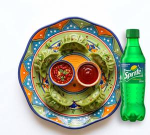Combo Steamed Veg Momos [5 Pieces] & Sprite [250 Ml]