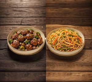 Manchurian Dry + Hakka Noodles Combo