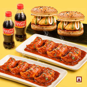 Chicken PanFried Momo (Tomato Garlic)8Pc+Chk Moburg 2Pc +2 Coke 250ml