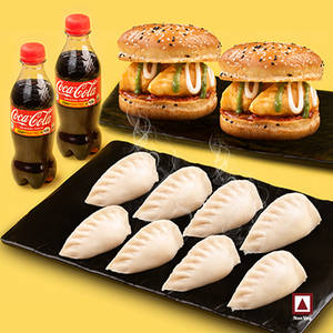 Chicken Himalayan Steam Momo 8Pc + Chicken Moburg 2Pc + 2 Coke 250ml