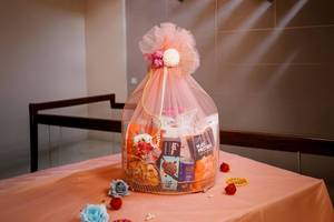 Elegant Rose Gold Pearl Celebration Rakhi Basket