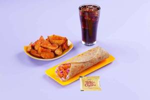 (Serves 1) Super Saver Chicken Tikka Wrap Meal + Thums Up