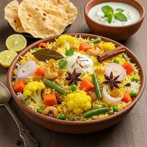 Veg Biryani With Raita Or Salad