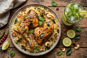 Chicken Biriyani ( 2 Piece ) & Mint Lime