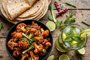 4 Chapathi With Gopi Manchurian & Mint Lime